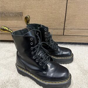 Black Leather Lace-Up Boots